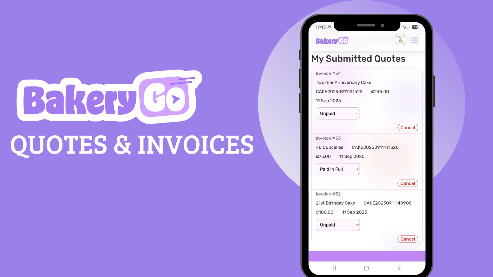 BakeryGo Quotes and Invoices: clear, professional, and fast for busy cake makers